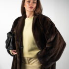 Шуба з натурального хутра норки в коричневому кольорі 8