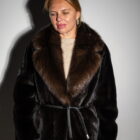 Шуба з хутра норки блекглами в чорному кольорі,комір з хутра соболя 11