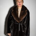 Шуба з хутра норки блекглами в чорному кольорі,комір з хутра соболя 9