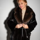 Шуба з хутра норки блекглами в чорному кольорі,комір з хутра соболя 10