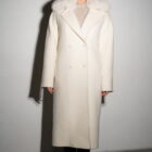 Пальто в білому кольорі,комір з штучного хутра 13
