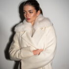 Пальто в білому кольорі,комір з штучного хутра 6