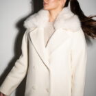 Пальто в білому кольорі,комір з штучного хутра 8