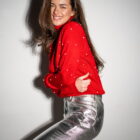 Штани з натуральної шкіри в сірому кольорі 2