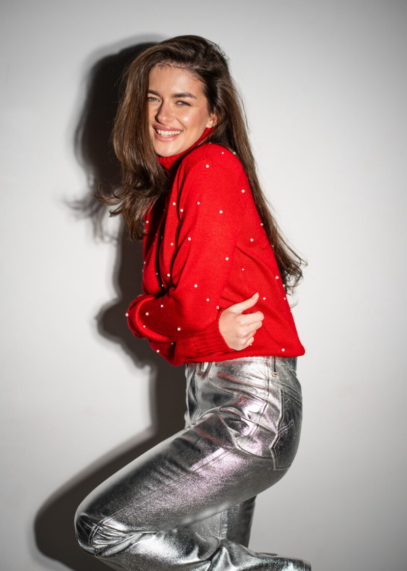 Штани з натуральної шкіри в сірому кольорі