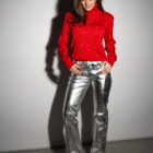 Штани з натуральної шкіри в сірому кольорі 5