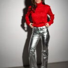 Штани з натуральної шкіри в сірому кольорі 6