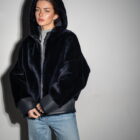 Дублянка з натуральної шкіри в темно-синьому кольорі,двохстороння 14