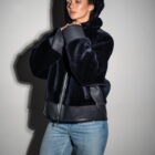 Дублянка з натуральної шкіри в темно-синьому кольорі,двохстороння 10