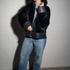 Дублянка з натуральної шкіри в темно-синьому кольорі,двохстороння 12