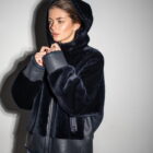 Дублянка з натуральної шкіри в темно-синьому кольорі,двохстороння 15