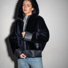 Дублянка з натуральної шкіри в темно-синьому кольорі,двохстороння 2