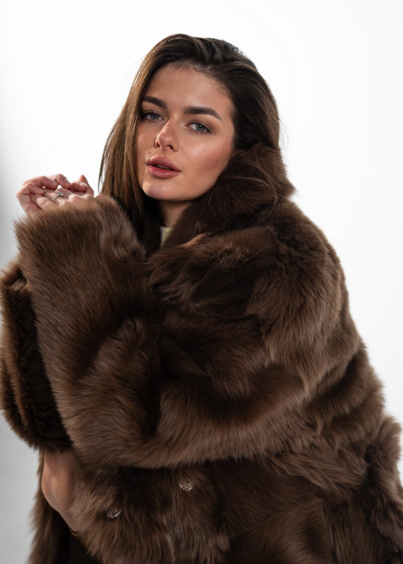 Дублянка з натуральної шкіри в бежевому кольорі,двохстороння