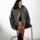 Дублянка з натуральної шкіри в сірому кольорі,двохстороння 11