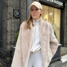 Шуба з натурального хутра норки в рожевому кольорі 2