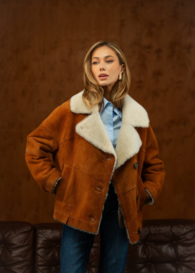 Дублянка з натуральної шкіри в рудому кольорі