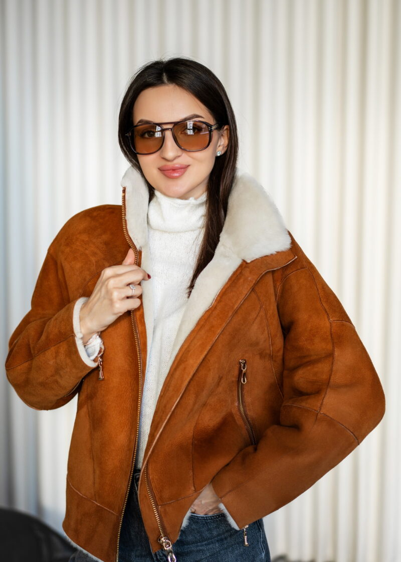Дублянка з натуральної шкіри в рудому кольорі