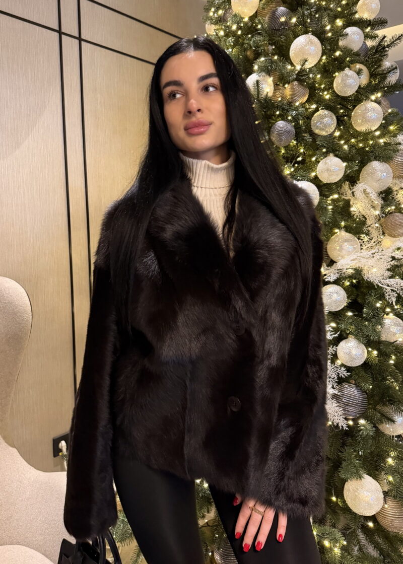 Дублянка з натуральної шкіри в коричневому кольорі,двохстороння