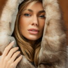 Дублянка з натуральної шкіри в бежевому кольорі,капюшон з натурального хутра куниці 7