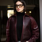 Куртка з натуральної шкіри в бордовому кольорі 2